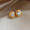 Brincos de zircônia de metal escovado dourado e prata esterlina S925, brincos femininos de nicho, leves, luxuosos e simples de alta qualidade