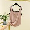 Colete Modal para Mulheres Verão Estilo Coreano Cor Sólida Grande Colarinho U Slim-fit Sem Mangas Base de Desgaste Interno Top de Cinta