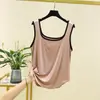Camisola Cuadrada de Modal para Mujer Verano Tirantes Anchos Ajuste Delgado Sin Mangas Top Básico para Parecer Más Alta