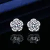 Aretes de moissanita simulación de transmisión en vivo para mujer estilo Ins amor plata de ley S925 circonita seis garras aretes de moissanita aretes