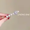 Perla de Siesta del Mediodía~ Pinza para el Cabello Retro Súper Brillante de Pedrería Pinza Lateral Pasador Francés Elegante Pinza Lateral para Viaje