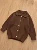Nuevo Estilo Otoño e Invierno Suéter Cardigan Sencillo para Niños y Niñas, Tejido de Cuello Cuadrado Pequeño, Chaqueta de Color Sólido, Transfronterizo, Certificación Clase A