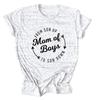 Camiseta casual europeia e americana de filho para mãe de meninos para filho para baixo letra manga curta feminina