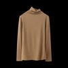 Tangge Otoño e Invierno Cachemira Rayas Verticales Forro Polar Cálido Cuello Alto Camiseta Base Ropa Interior para Mujer Cuello de Pelo Camiseta Base Alta Elasticidad