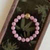 Pulsera de Cristal de Fresa para Mujer - Riqueza y Prosperidad, Pulsera de Círculo Único, Joyería de Moda y Versátil al por Mayor