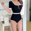 Traje de baño conservador estilo Ins de Corea del Sur para mujer, falda reductora de abdomen, sexy, para realzar busto pequeño, traje de baño para aguas termales para mujer