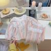 2025 Novos conjuntos de roupas infantis de algodão elástico para bebês primavera e verão, roupas para casa, estilo coreano, renda, moda infantil, tesouro feminino, roupas com ar-condicionado