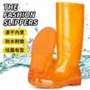 Botas de lluvia amarillas de caña alta para hombre, secado rápido, a media pantorrilla, suela gruesa, resistentes al desgaste, botas impermeables de tubo largo, antideslizantes, forradas de felpa, cálidos zapatos de goma