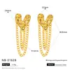 Pendientes de Acero Inoxidable con Diseño Francés de Moda Versátiles de Gama Alta Pendientes Largos con Borla Orejeras Lineales para Mujer