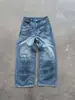 Jeans Vintage Retro Clásicos Azules Desgastados Estilo Callejero Americano Rectos Holgados Adelgazantes