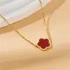 Moderna, Elegante, Simple y Versátil Acero Inoxidable Trébol de Cuatro Hojas de la Suerte Flor de Cinco Pétalos Flor Única Collar Cadena para Clavícula de Gama Alta para Mujer
