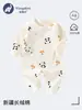 Mameluco de Algodón Puro para Recién Nacidos de Cuatro Estaciones, Pelele Transpirable de Doble Capa Estilo Mariposa para Bebés en Primavera y Otoño