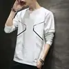 Nueva camiseta de manga larga para hombre 2026, top elástico de primavera y otoño, capa base holgada de peso pesado, camisa de manga corta para hombre