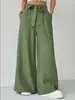 Pantalones de pierna ancha para mujer de comercio exterior transfronterizo en stock, pantalones largos holgados de moda, pantalones drapeados versátiles casuales de color brillante para mujer de primavera y verano