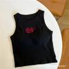 Colete feminino de algodão bordado em torno do pescoço com almofada no peito Spice Girls Top sem mangas Moda Confortável Roupa íntima esportiva