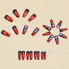 Parches para Manicura de Halloween, Parches Rojos de Uñas Postizas, Uñas Portátiles con Patrón de Calavera y Flor de Horror, Más Vendidos en Moda