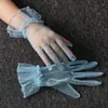Guantes de Boda para Mujer Estilo Coreano Transparentes de Malla Fina Cortos Coloridos Negro Blanco Rojo Rosa Ópera Baile Halloween Sexy