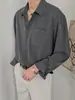 Camisa branca estilo maduro leve homens de manga comprida verão casaco estilo coreano Ice Silk drapeando camisa camisa masculina frouxa moda masculina