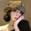 Boina Vintage Estampa de Leopardo Feminina Cabeça Grande Mostra Rosto Nuvens Pequenas Chapéu Octogonal Estilo Japonês Vintage Versátil Boné de Jovem Notícias Tendência