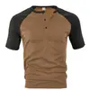 Camisa Polo Deportiva Casual para Hombre de Primavera y Verano, Transpirable, Corte Holgado, Camisa Henry de Manga Corta con Bloques de Color, Ropa para Hombre Estilo Resort