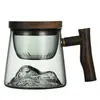 Taza de Vidrio Popular con Vista a la Montaña y al Río, Filtro Interior de Vidrio de Borosilicato Alto, Taza de Té de Gama Alta con Separación de Té y Agua