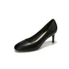 6313A Tacones Altos Minimalistas Simples de Punta Redonda para Mujer, Tacón Fino, Piel Mate, Boca Baja Zapatos de Salón, Elegantes para Viajar al Trabajo y Uso Profesional