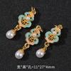 Esmalte Cloisonné Goteo de Aceite Diamante Perla Hoja de Loto Color Conservante Hebilla de Seguridad Colgante Accesorio DIY Perla Pequeña Broche para Ropa