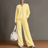 2026 Moda Femenina Europea y Americana Transfronteriza Otoño Nueva Colección Casual Color Sólido Cuello Alto Sudadera Cardigan y Conjunto de Pantalones de Pierna Ancha