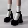 Sapatos Plataforma Impermeáveis Tamanho Grande Barbie de Uma Tira para Mulheres 2025 Novos Salto Alto Sexy Sexy Salto Grosso Sapatos Mary Jane