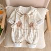 Roupas de bebê Primavera e Outono All-in-one Terno Super Fofo Princesa Bebê Menina Envoltório Fart Terno Puro Algodão Hayi Rastejando Roupas para Sair