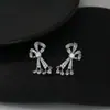 Brincos Longos de Franja com Laço de Diamante para Mulheres Renda Vazada Moda Palaciana Joias Femininas Atacado