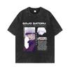 Série de desenhos animados 240g fio duplo pesado lavado velho americano camiseta europeia e americana High Street grande tamanho verão top masculino
