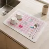 Alfombrilla absorbente de cocina de cuero Nappa, alfombrilla escurridora antideslizante y resistente al desgaste para encimera, 40x60cm, alfombrilla de mesa de dibujos animados estilo ins