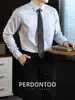 [100% Algodón Puro] Camisa de Manga Larga de Color Sólido de Alta Gama Lista para Usar, Sin Planchar, para Hombre, Ropa de Trabajo Ligera para Negocios, Camisa Anti-Arrugas