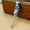 Plata de Ley s925 Colgante de Llave Calavera Retro para Mujer Hip-Hop ins Tendencia Fresco High Street Cadena de Lana Diseño de Nicho