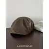 Nuevo Otoño Temprano Estilo Vintage Retro Old Money Gorra de Newsboy de Cuero Desgastado para Mujer Sombrero de Artista Adelgazante Facial de Moda