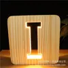 Comercio Electrónico Transfronterizo Suministro Creativo Madera Maciza Recortada Letra Inglesa Luz de Noche Adornos Culturales y Creativos de Madera Luz LED Luminosa