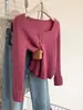 Cardigan de Punto Suave Elegante con Cuello Cuadrado para Mujer, Nuevo Estilo Coreano de Principios de Primavera, Diseño de Nicho, Suéter Corto Básico