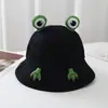 Chapéu de Sapo para Mulheres, Chapéu de Pescador Estilo Coreano para Primavera e Verão, Chapéu de Sol Cartoon Estilo Japonês para Estudantes, Chapéu Bucket com Estampa de Sapo