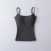 Camisola de Color Sólido 'Latte Girl' con Almohadilla en el Pecho Ropa Interior Versátil para Mujer Espalda Bonita Chaleco Deportivo para Yoga