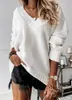 Moda Europea y Americana Ropa para Mujer 2026 Otoño e Invierno Nuevo Suéter de Color Sólido para Mujer Comercio Exterior Manga Larga Jersey de Punto
