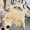 Conjunto de Verano para Niña Modelo Nuevo 2026 Popular Infantil Top sin Mangas Calado y Shorts de Mezclilla Conjunto de Tres Piezas