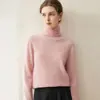Suéter de cachemira pura 2026 otoño e invierno nuevo para mujer, cuello alto, camiseta básica, estilo suave, corte holgado, adelgazante, suéter grueso