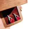 Exquisito Collar de Corindón Rojo Diamantado de Alto Carbono con Colgante de Diamante Corte Princesa, Conjunto Transfronterizo Europeo y Americano, Anillo y Pendientes de Alta Gama