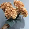 Hortensia Artificial Azul Real de 5 Cabezas, Hortensia Francesa, Calidad de Exportación, Marrón Otoño, Fabricante de Flores Artificiales Decorativas para Bodas
