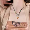 Nuevo Collar de Pluma de Bronce Zen Chino para Mujer Estilo Étnico Bohemio Doble Capa Cadena Larga para Suéter Accesorios