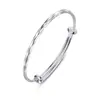 Pulseira de Empurrar e Puxar Guifei Ling Noodles Design Simples e Moderno Pulseira Joia Prata Brilhante Moda Feminina Tendência