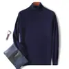 Suéter de tricô de lã masculino com gola alta para outono e inverno, suéter casual de lã com gola semi-alta, suéter de gola redonda para usar como base para atacado
