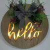 Fabricante Iluminação de Flores e Grama Placa de Boas-Vindas Decoração para Pendurar na Porta Iluminação LED Laço Xadrez Preto e Branco Placa de Boas-Vindas para Pendurar em Casa