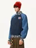 Chaqueta Retro Americana con Cuello Alto de Estrella para Hombre y Mujer Otoño Tendencia Marca Bloque de Color Casual Cárdigan Chaqueta Corta de Pareja Top